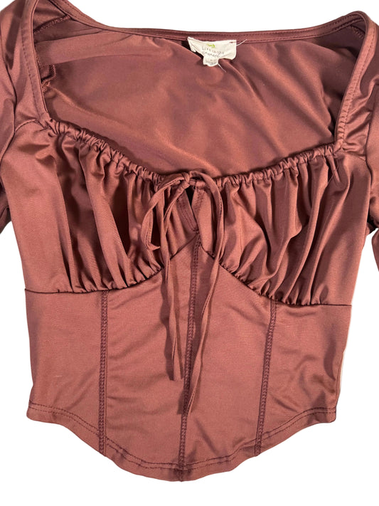 Live in the Moment Rust Corset-Style Crop Top - SM