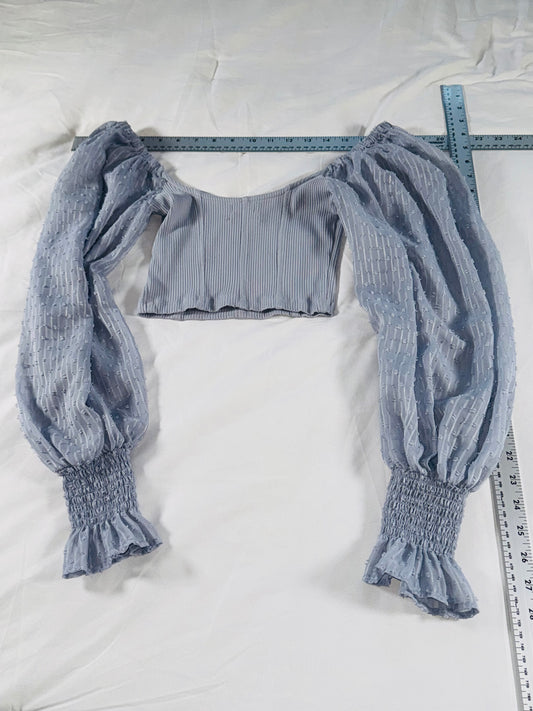 Urban Outfitters Puff Sleeve Crop Top - Ribbed Bodice - XS