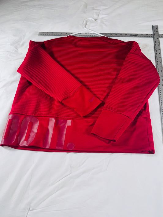 NIKE Dri-FIT Ribbed Athletic Pullover -with "JUST DO IT" Hem - Red - M