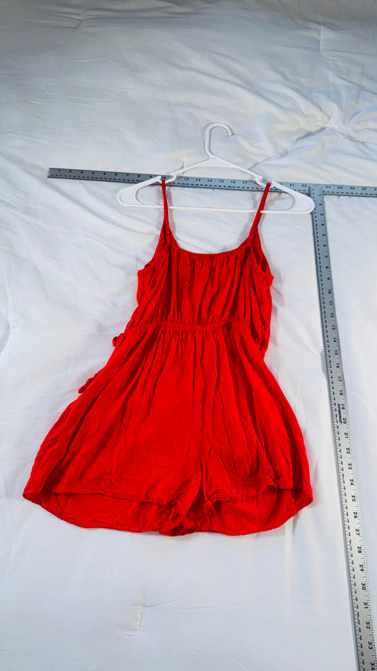 One Love Clothing Orange Wrap Romper - Tie-Waist - SM