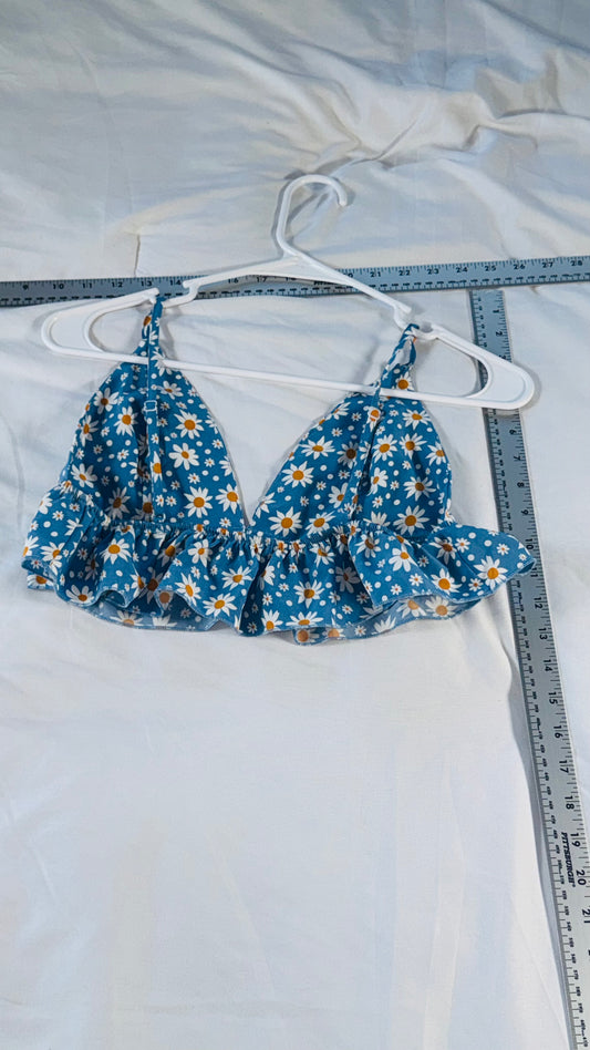 SHEIN Blue Daisy Print Peplum Cami - Smocked Back - SM