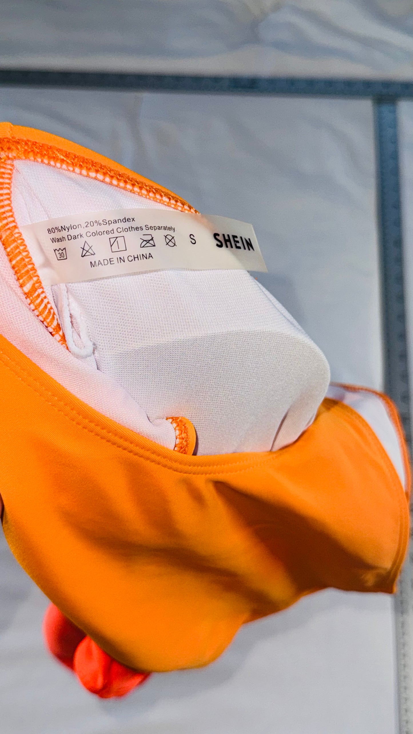 SHEIN Neon Orange One-Shoulder Bikini Set - SM