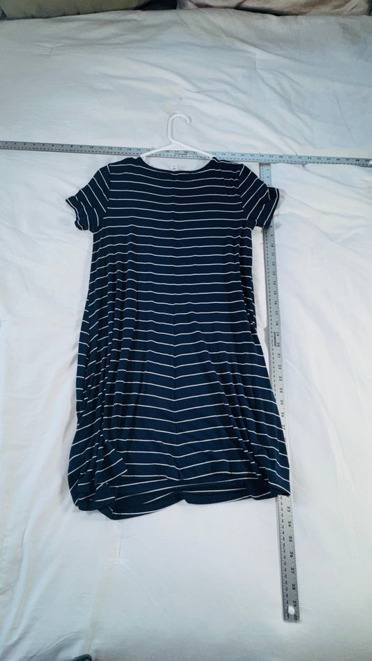 Old Navy Navy Blue & White Stripe Swing Dress - XS