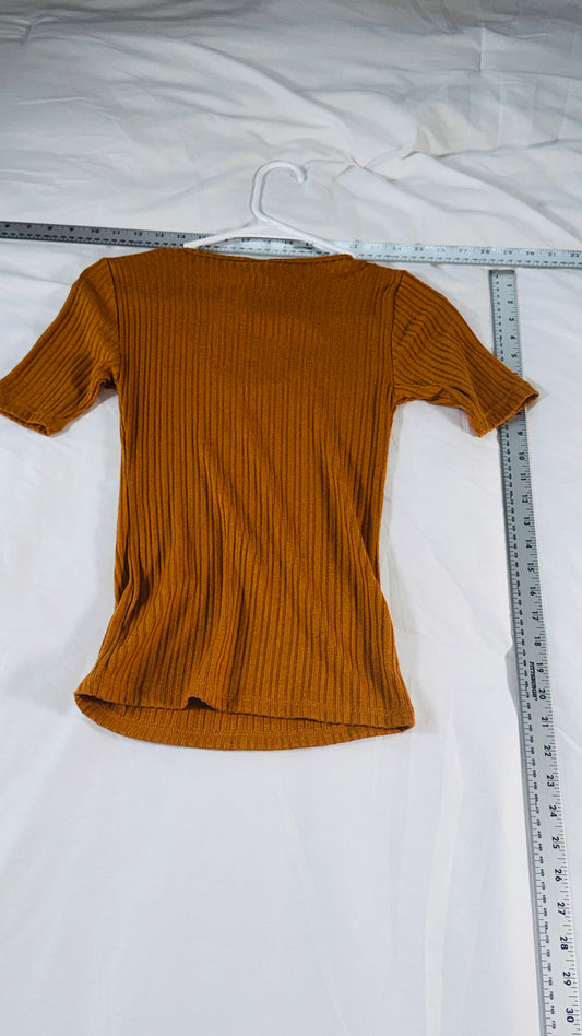 Old Navy Mustard Ribbed Scoop-Neck Top - XS
