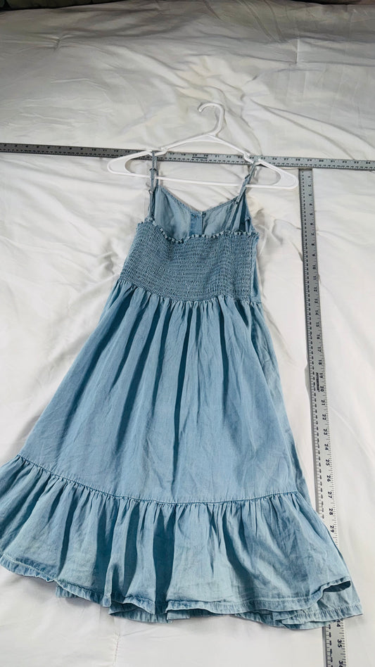 Japna Chambray Blue Button Front Midi Dress - SM