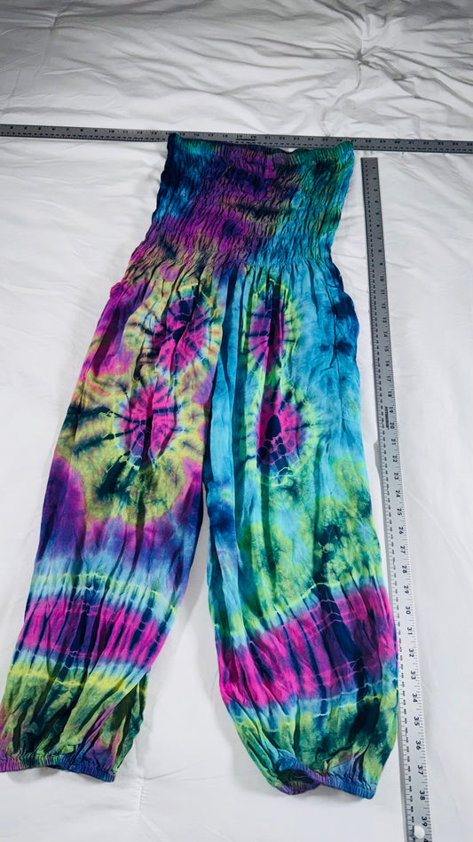 Handmade Tie-Dye Harem Pants with Pockets - Festival Boho Style
