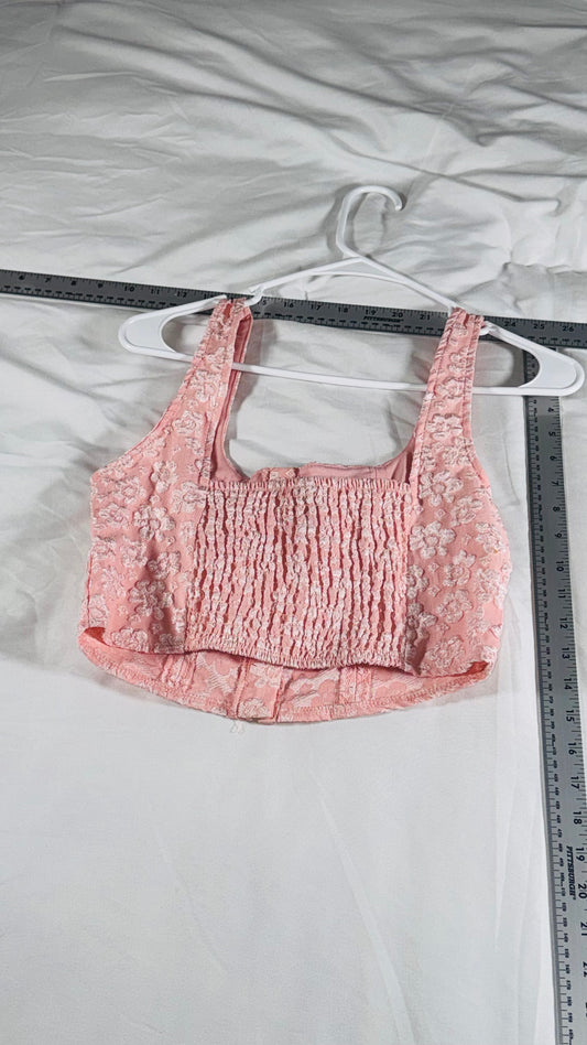 Wild Fable Pink Floral Corset Crop Top - SM