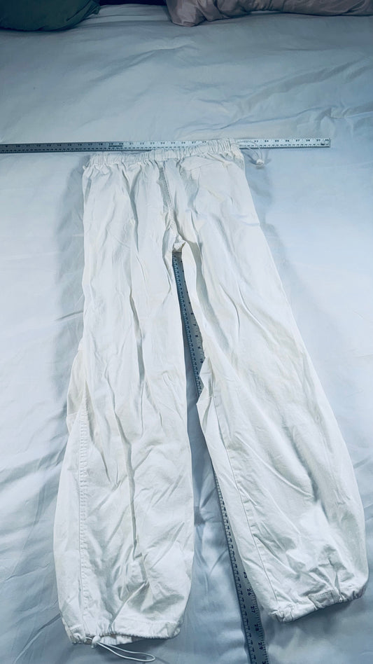 Forever 21 Cream Wide-Leg Utility Cargo Pants - M