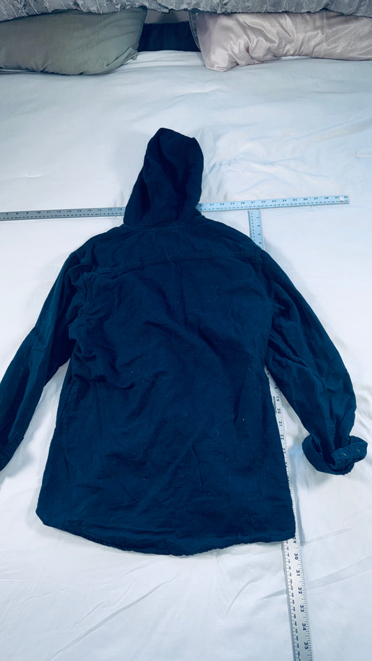 INC International Concepts Navy Hooded Half-Zip Jacket - M