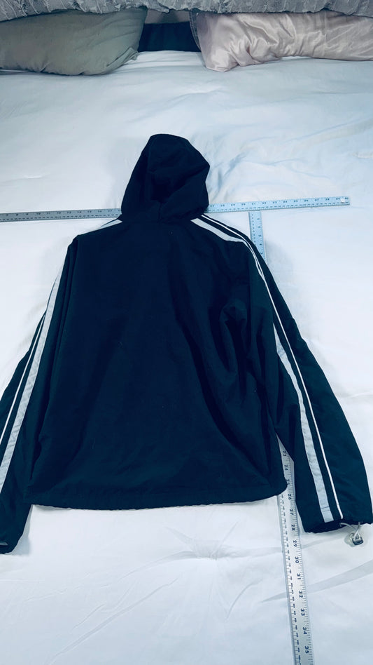 Le Tigre Black Hooded Zip Jacket with Stripe Sleeves - SM