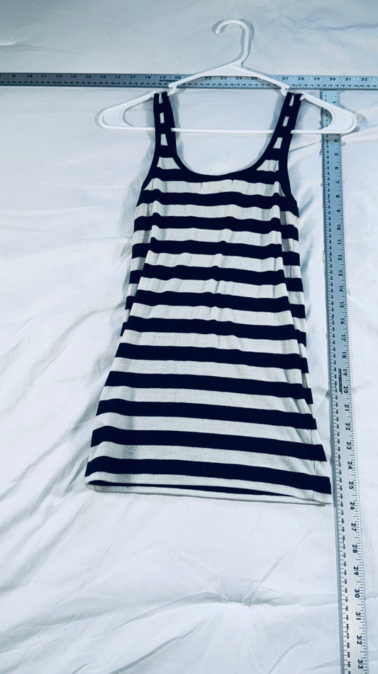 Forever 21 Essentials Black & White Striped Ribbed Tank Top - SM