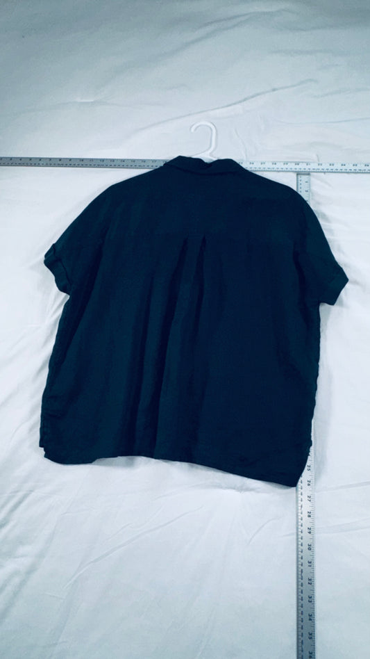 Rachel Roy 100% Linen Black Button-Up Blouse - LG