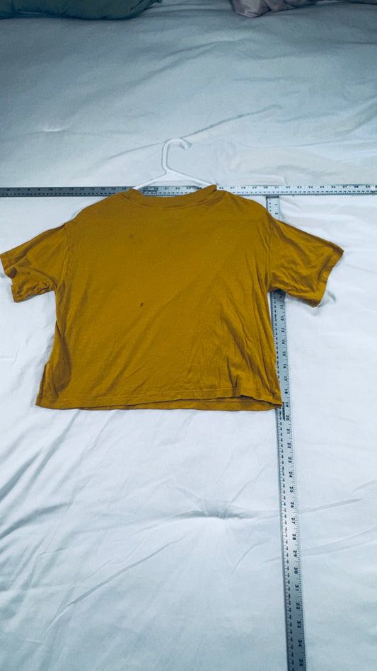 The North Face Logo Mustard Yellow Crop T-Shirt
