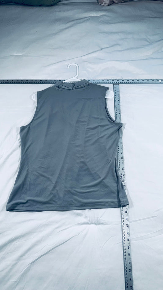 Calvin Klein Silver Gray Sleeveless Draped Blouse - V-Neck Top - L