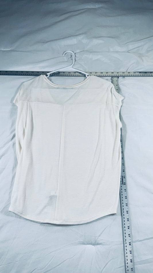 White House Black Market Cream V-Neck Blouse - SM