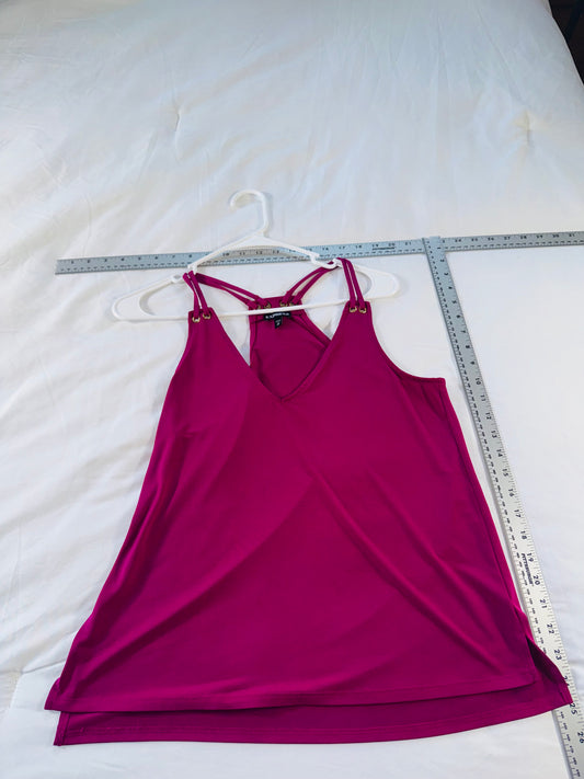 Express Satin V-Neck Downtown Cami in Neon Berry - XS