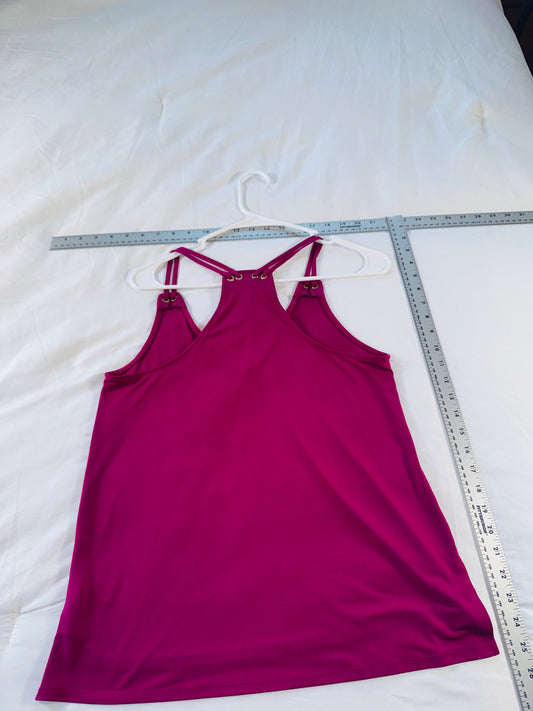 Express Satin V-Neck Downtown Cami in Neon Berry - XS