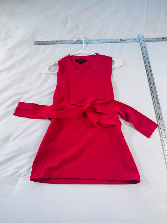 Ann Taylor Deep Pink Tie-Waist Sheath Dress - XS