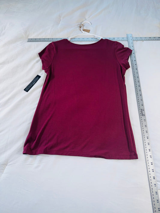 Tahari Plum Short Sleeve Knit Top - SM