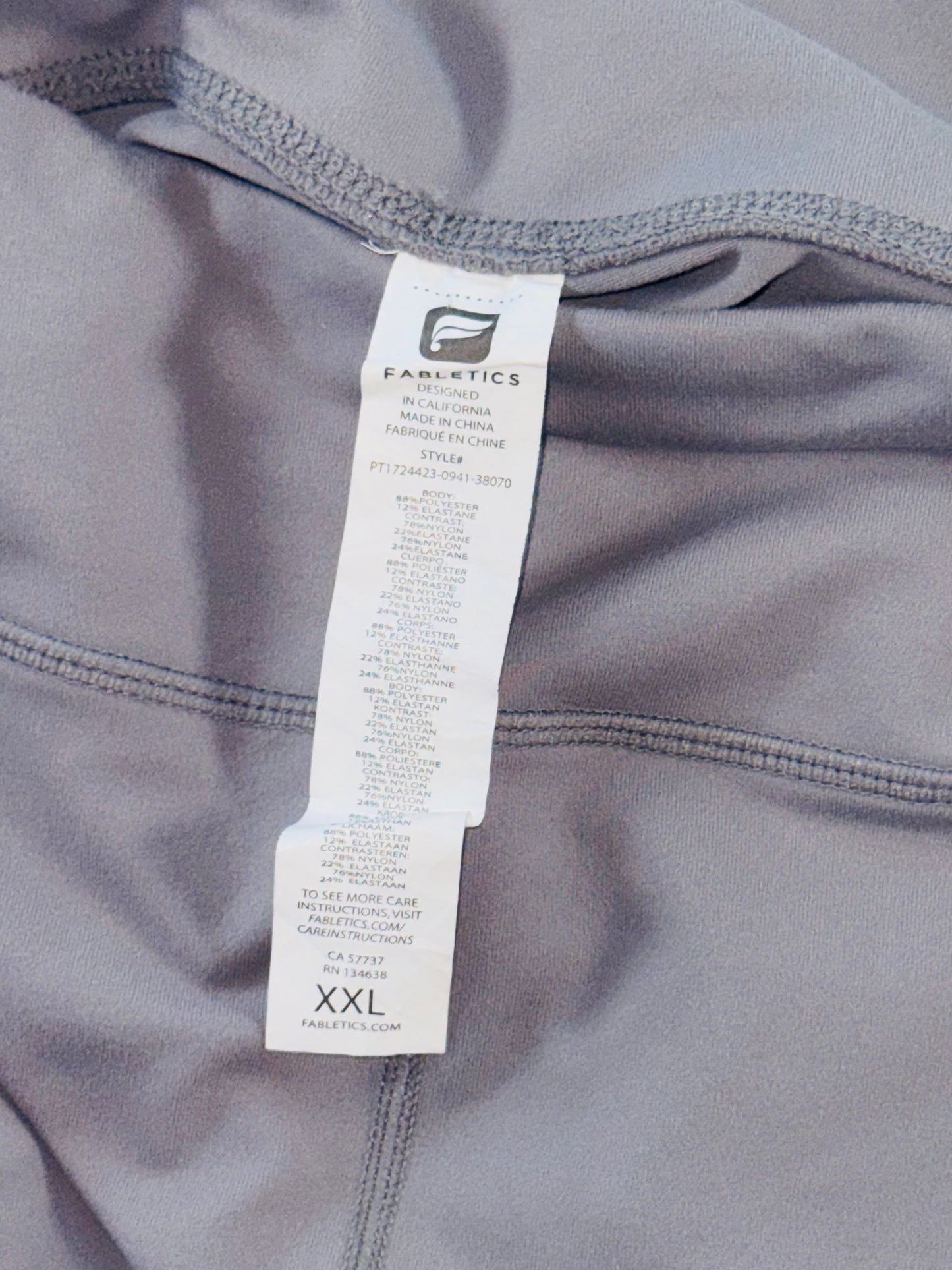 Fabletics Pink and Grey Colorblock Cropped Leggings - High Rise Workout Capri - XXL