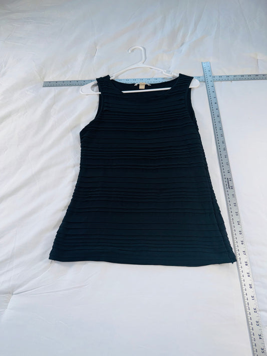 Banana Republic Black Sleeveless Pleated Shell Blouse - SM