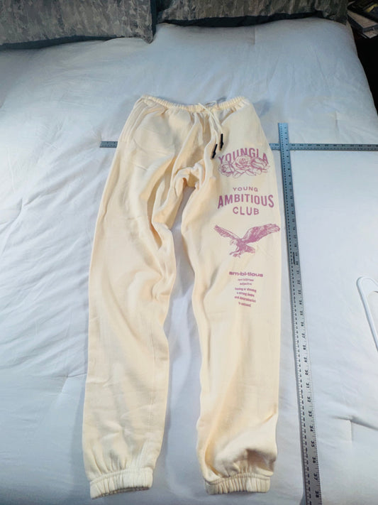 YoungLA Graphic Sweatpants Joggers- Cream - XXL