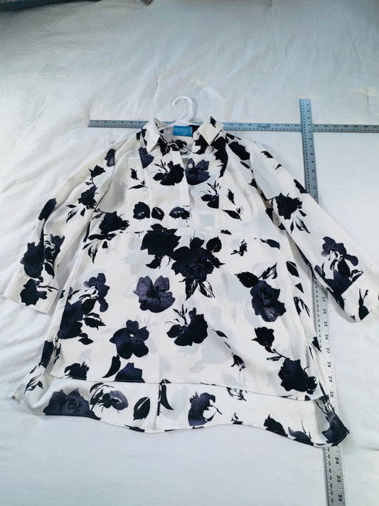 Simply Vera / Vera Wang Black & Ivory Floral Blouse - SM