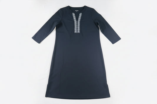Lands' End Black Embroidered Tunic Dress - Long Sleeve - SM (6-8)
