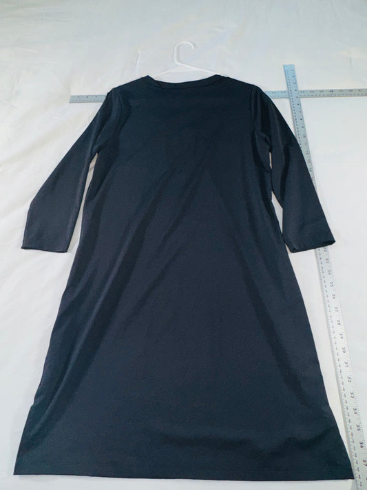 Lands' End Black Embroidered Tunic Dress - Long Sleeve - SM (6-8)