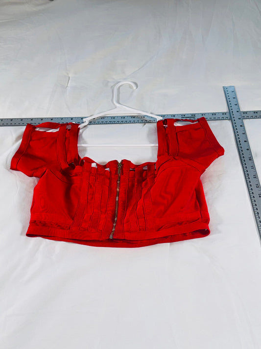 bebe Red Corset Crop Top - Structured - L