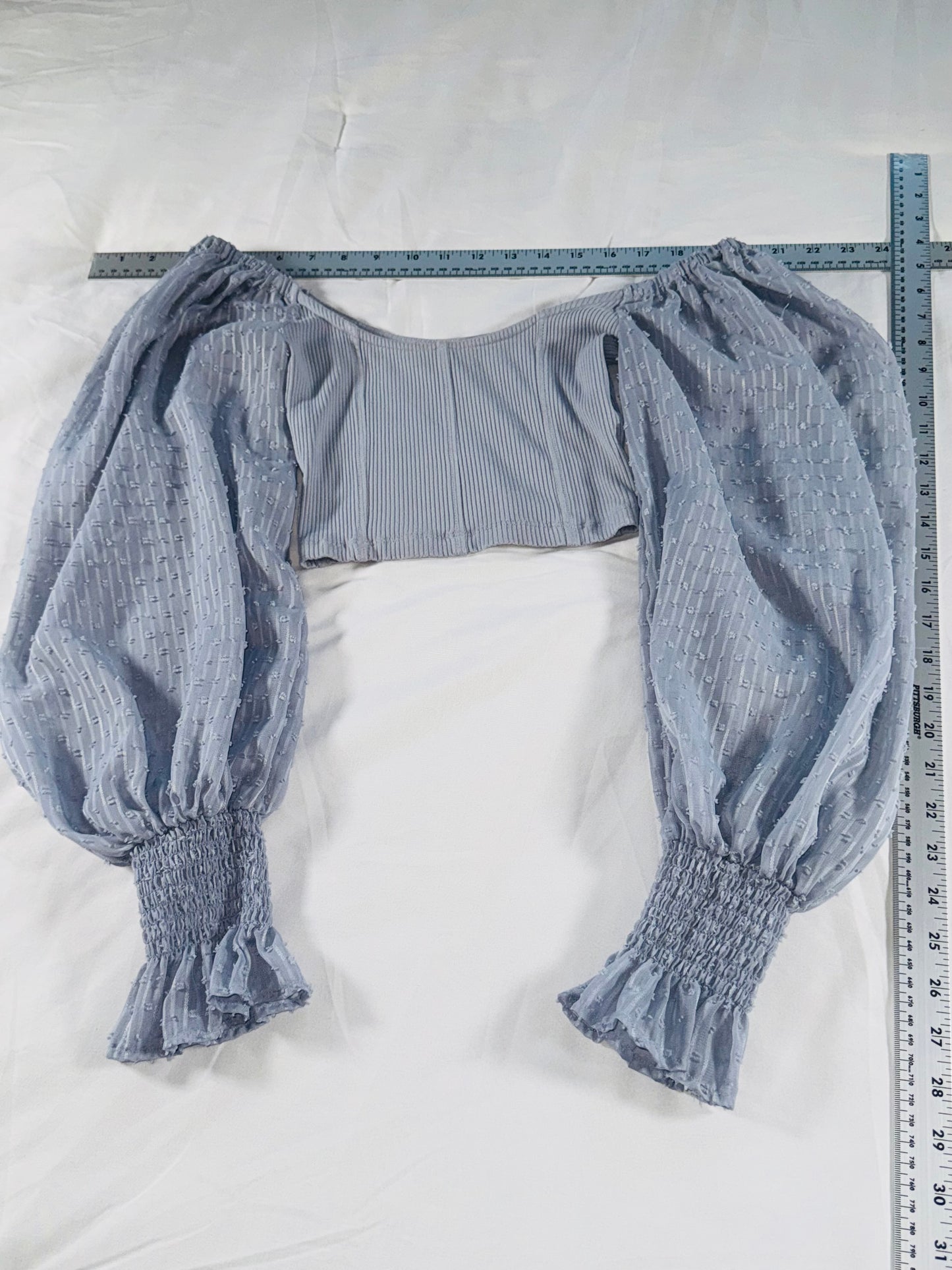 Urban Outfitters Puff Sleeve Crop Top - Ribbed Bodice - XS