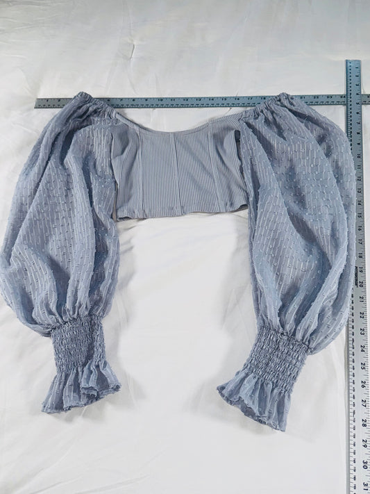 Urban Outfitters Puff Sleeve Crop Top - Ribbed Bodice - XS