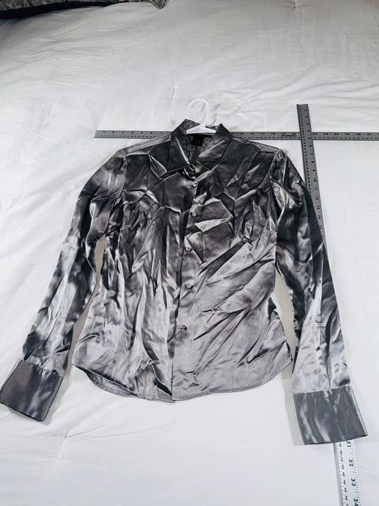 The Limited 100% Silk Button-Front Blouse - Silber Gray - SM