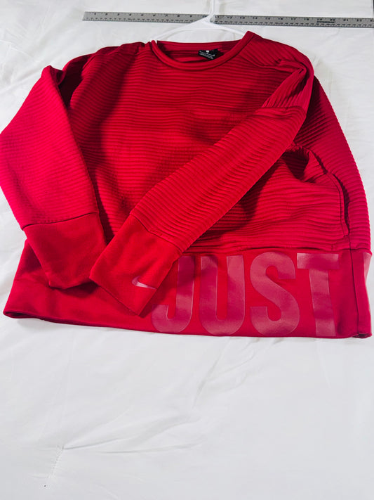 NIKE Dri-FIT Ribbed Athletic Pullover -with "JUST DO IT" Hem - Red - M
