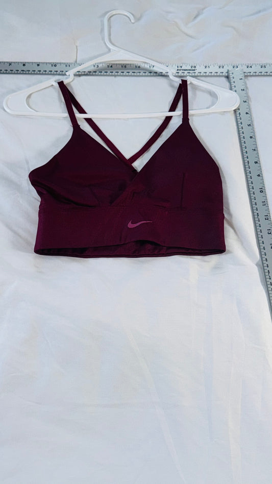Nike Strappy Sports Bra - Burgundy / Berry- Light Support - SM
