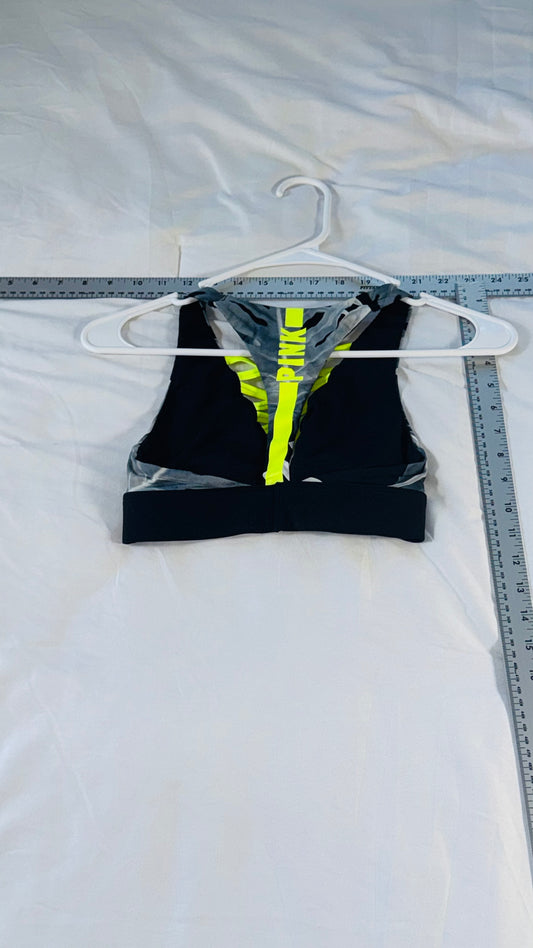 Victoria's Secret PINK Ultimate Lace-Up Sports Bra - Neon Back - Palm Print - XS