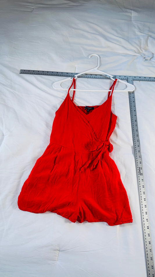 One Love Clothing Orange Wrap Romper - Tie-Waist - SM