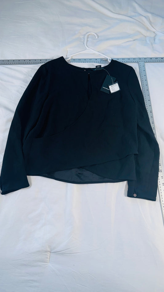 Club Monaco Black Keyhole Long Sleeve Blouse - SM - NWT