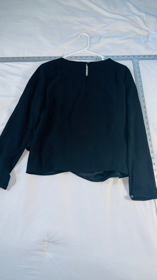 Club Monaco Black Keyhole Long Sleeve Blouse - SM - NWT