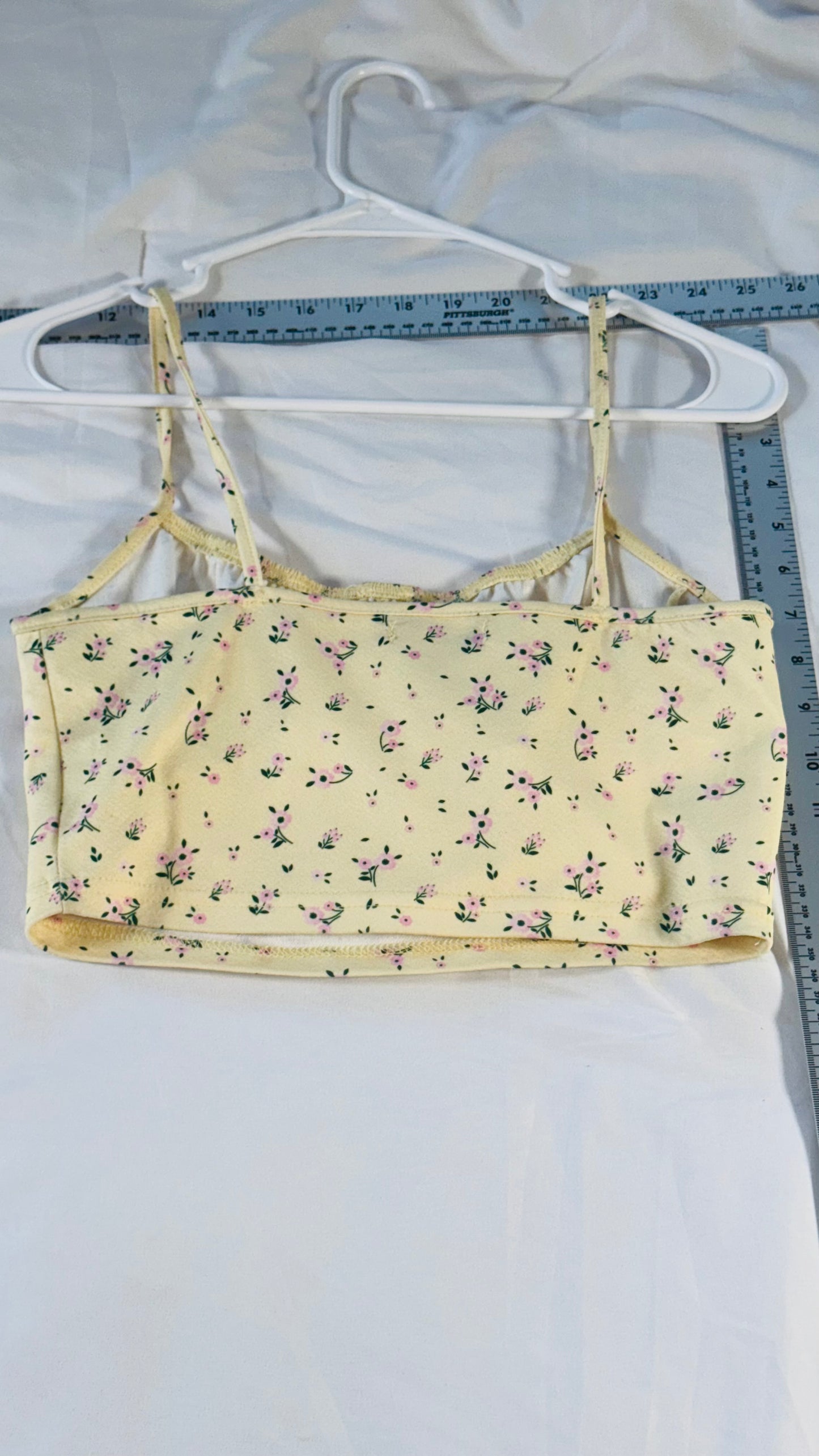 SHEIN Yellow Floral Cropped Cami Top - SM