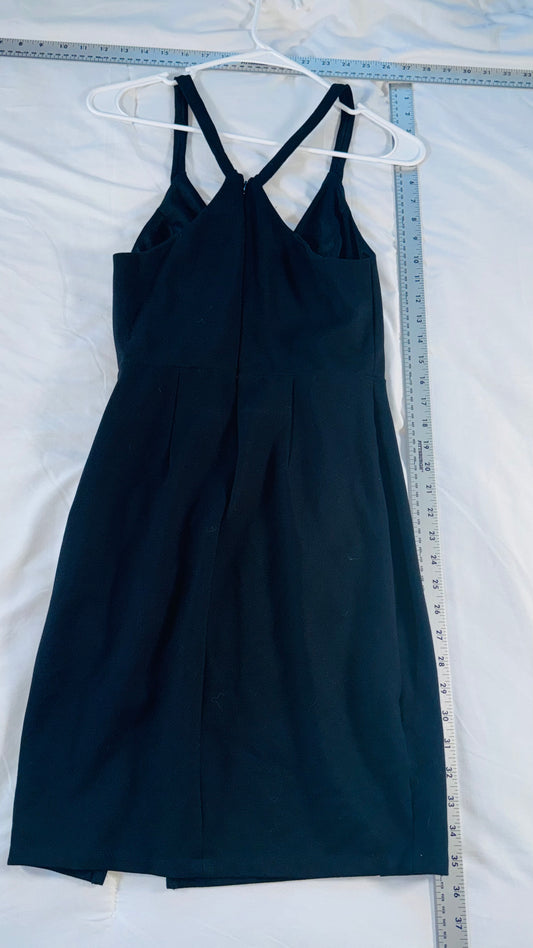 LUSH Black Strappy Back Bodycon Dress - Cocktail / Evening LBD - SM