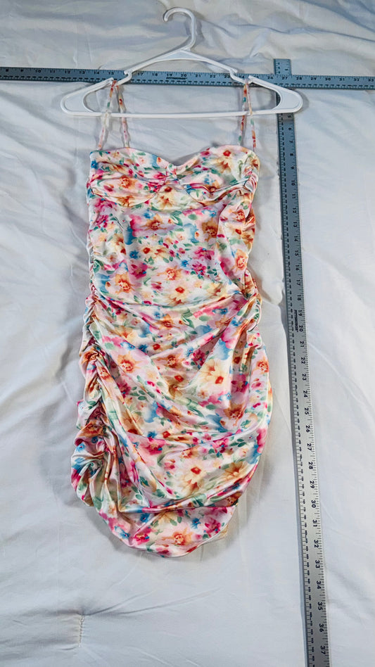 SHEIN VCAY Foral Ruched Satin Mini dress - SM