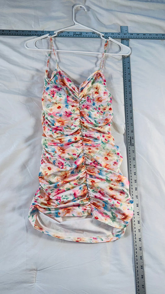 SHEIN VCAY Foral Ruched Satin Mini dress - SM