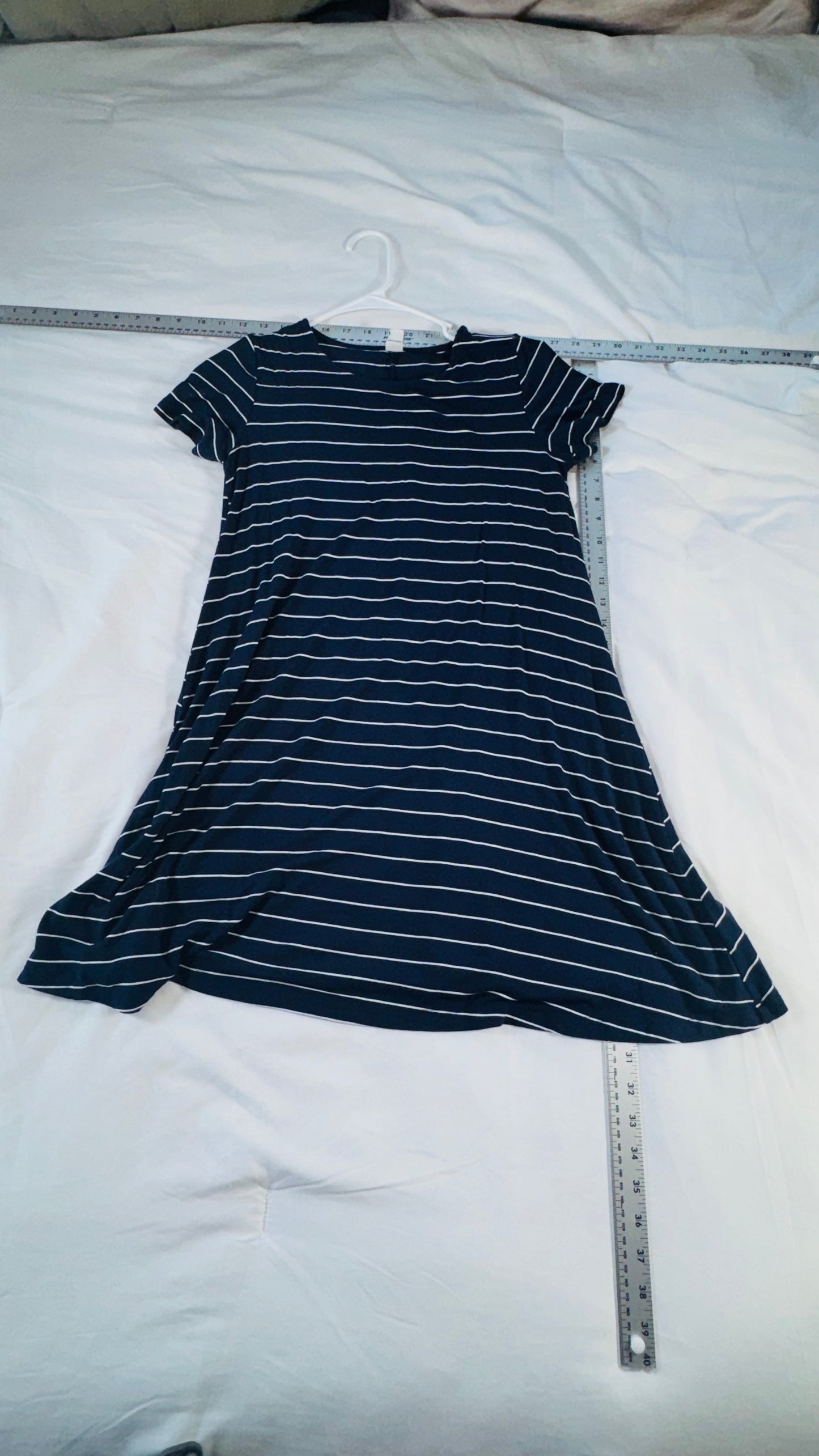 Old Navy Navy Blue & White Stripe Swing Dress - XS