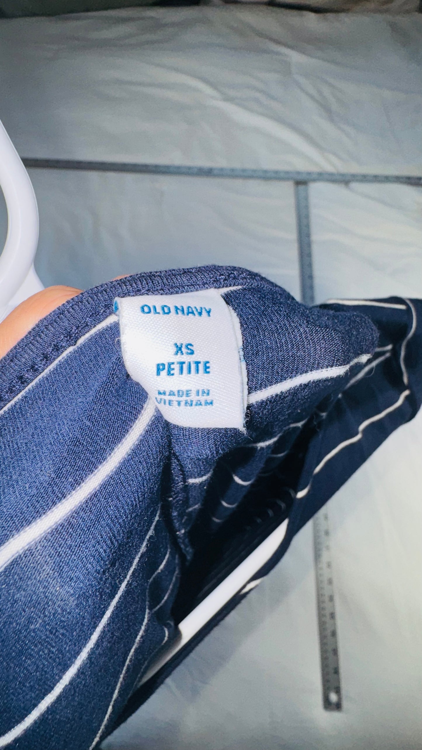 Old Navy Navy Blue & White Stripe Swing Dress - XS