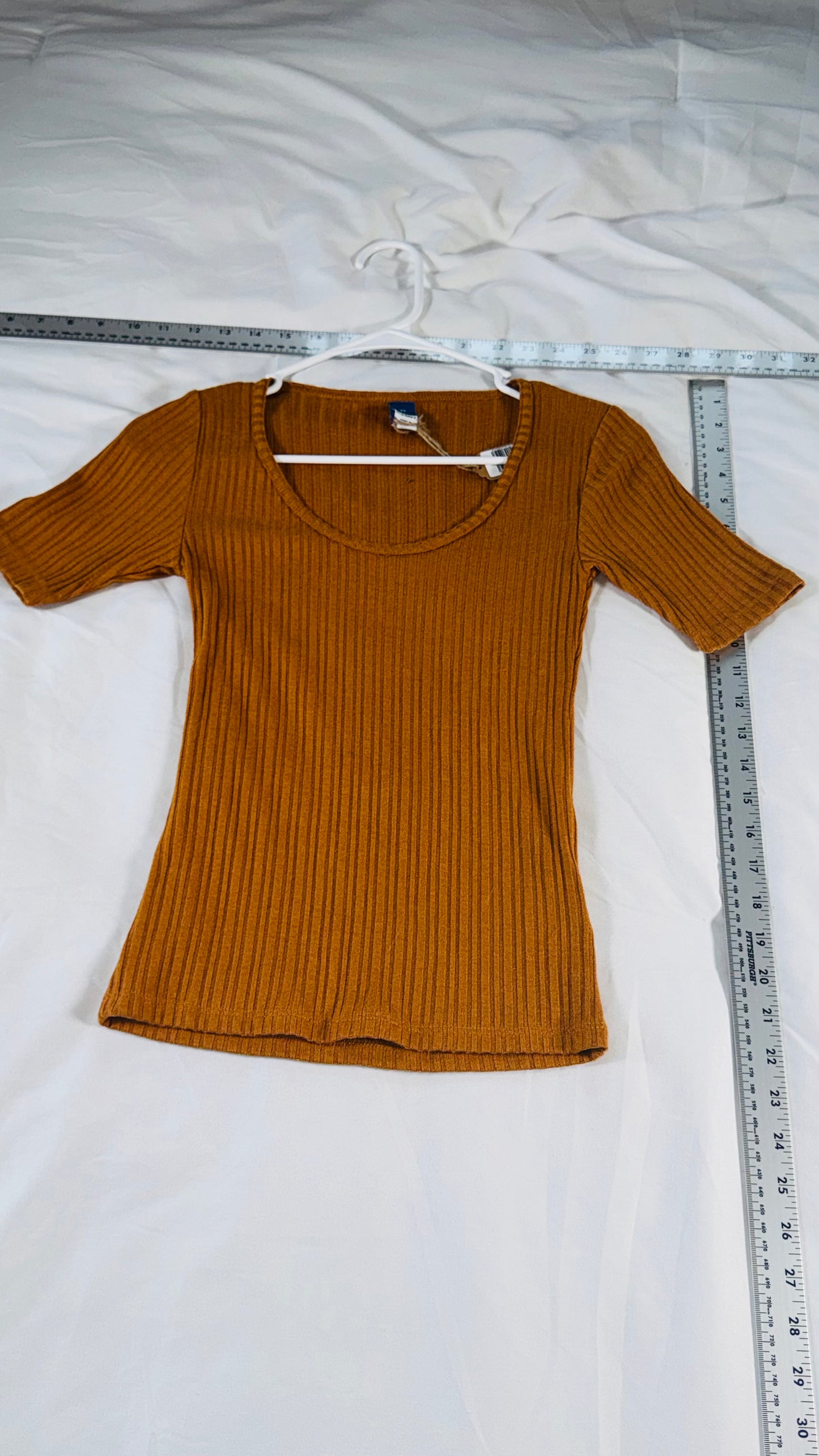 Old Navy Mustard Ribbed Scoop-Neck Top - XS