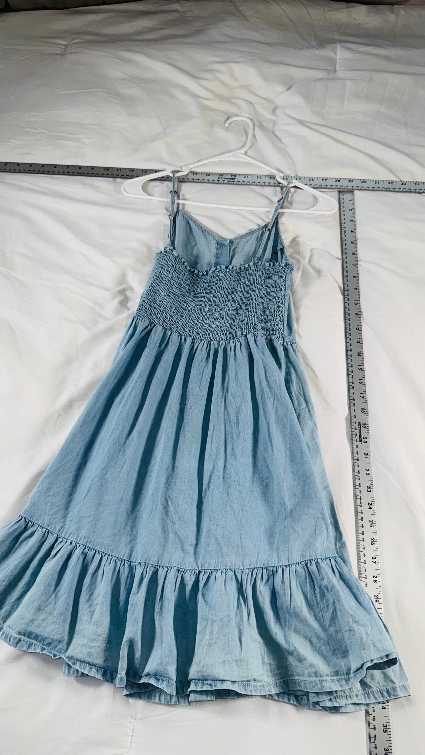 Japna Chambray Blue Button Front Midi Dress - SM