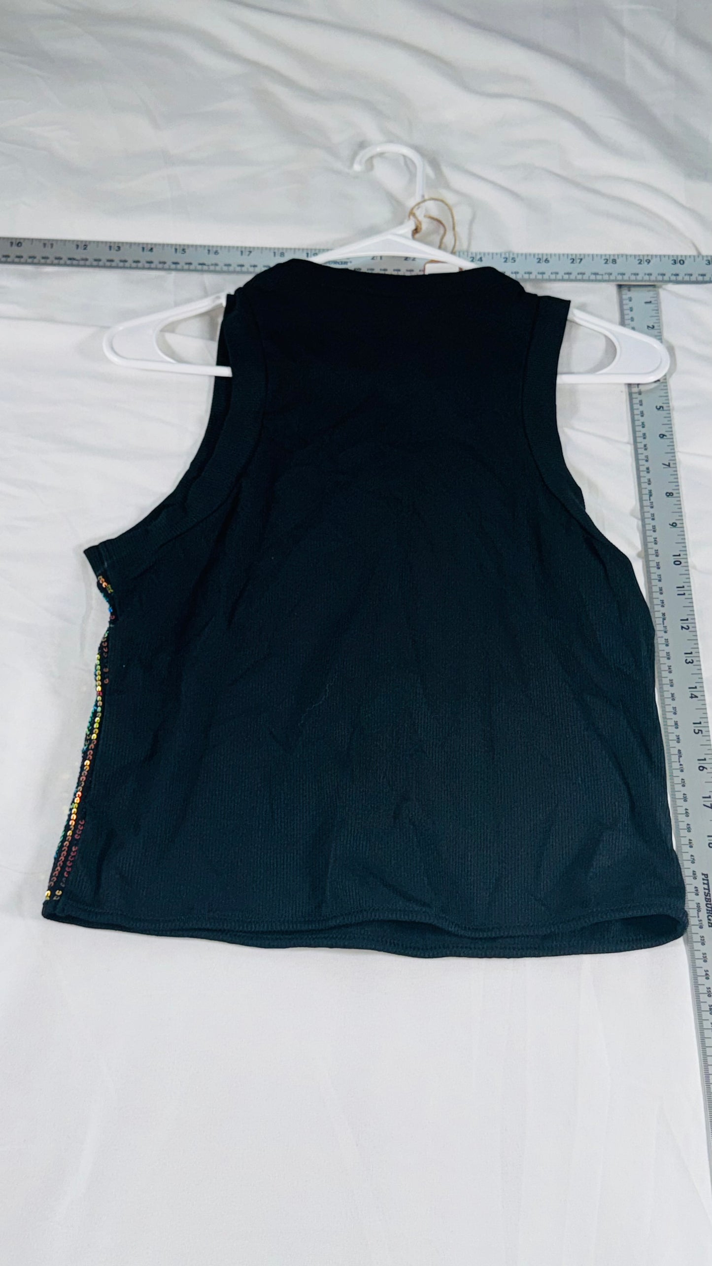 Sequin Racerback Tank Top - Black/Multicolor Sparkle - L