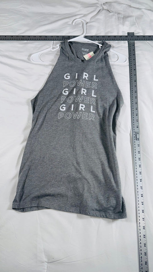PINK Victoria's Secret "Girl Power" Twist Back Tank Top - Gray - XS