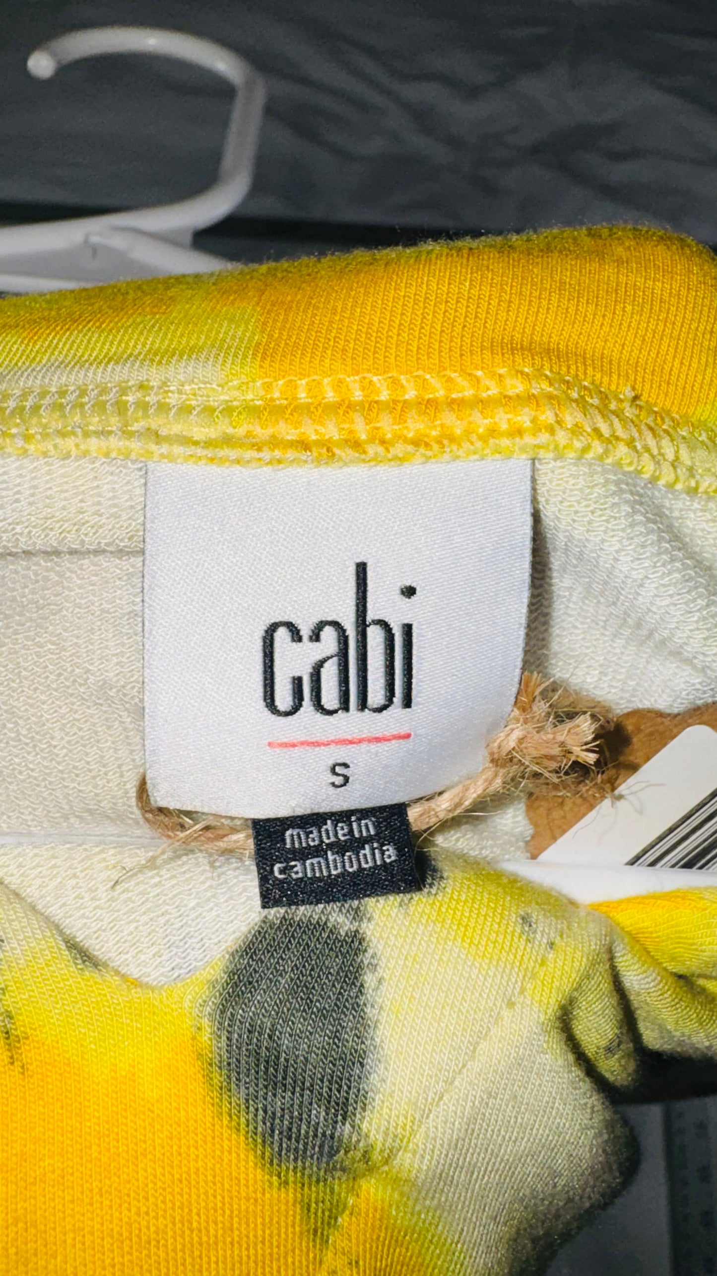 Cabi Yellow Tie-Dye Long Sleeve Crop Sweatshirt - SM